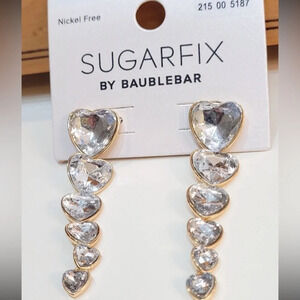BAUBLEBAR Valentine’s Linear Sparkling Crystal Prism Hearts Dangle Earrings NWT
